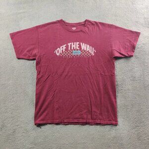 VANS Off The Wall Shirt Adult Mens Large Red Burgundy Short Sleeve